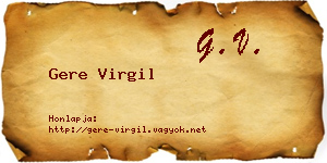Gere Virgil névjegykártya